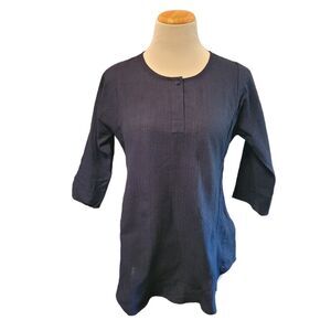 NEER yoga leasure FabIndia Cotton 3/4 sleeve Tunic in Navy Blue Size Small